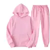 Conjunto de sudadera de color liso de talla grande para hombre y mujer, 220 g de tela, fabricante mayorista, conjunto holgado de talla grande de marca de moda para parejas