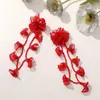 Novos Brincos Headdress Broche Case de Celular Acessórios de Roupa de Flor de Rede com Tassel Bilateral de Lírio-do-Vale para Menina Coreana