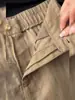 Pantalones de pierna ancha de cintura alta de estilo perezoso de moda de este año para mujer, pantalones casuales cómodos holgados de lino Tencel color marrón para verano