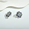 Brincos de Tarraxa com Design de Nicho em Formato de Diamante Negro com Zircônia, Joias Vintage de Luxo de Alta Qualidade, Brincos Rosa para Mulheres
