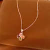 Collar de flor de circonita con gota de agua, cadena para clavícula de lujo discreto, fresco y dulce, versátil y elegante, venta al por mayor de joyería de alta gama