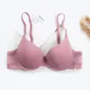 Sutiã sem costura brilhante de fábrica, cor clara, taça B, top sutiã sexy de V profundo para mulheres, lingerie com bojo, primavera e verão