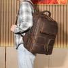 Mochila Retro de Cuero Crazy Horse para Hombre Europea y Americana Transfronteriza Retro Mochila de Viaje para Computadora de Gran Capacidad de Cuero Genuino
