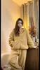Pijama com Capuz de Fleece Coral para Mulheres, Novo Estilo Outono/Inverno, Cardigan de Zíper Espessado, Roupa de Casa, Conjunto Quente Casual Solto