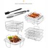 Freidora de Aire de Acero Inoxidable Personalizada por el Fabricante Parrilla Redonda de Doble Capa Multifuncional Aguja para Barbacoa Personalización OEM
