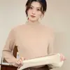 Nueva Camiseta Térmica de Terciopelo Grueso de Invierno para Mujer, Manga Larga, Cuello Alto Medio, Top Cálido Ajustado, Ropa Interior Elegante y con Estilo