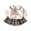 Conjunto de Dos Piezas Estilo Coreano JK para Niñas Otoño Falda y Sudadera para Bebés, Ropa de Moda Clase A Primavera y Otoño