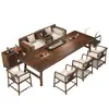 Modelo Nuevo 2026 Cama Luohan de Madera de Nogal, Juego de Mesa y Sillas de Té para Oficina y Sala de Estar, Estilo Chino Nuevo Mesa de Madera Maciza para Beber Té y Preparar Té