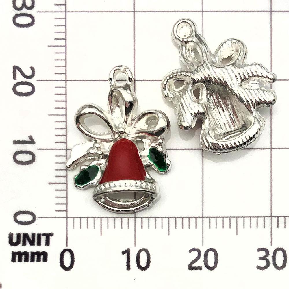 14315-J-红色滴油亮银锌合金圣诞铃铛16x22-1.8