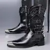 Botas Martin de Invierno/Otoño para Hombre, Nuevas Llegadas, Puntera Puntiaguda, Caña Alta, Cierre de Cremallera, Estilo Retro, Hebilla Metálica, Botas de Motocicleta de Moda, Talla Grande