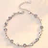 Japón y Corea del Sur Pulsera de Plata Chapada 925 con Cristal Azul Corazón Dulce Pulsera Simple con Forma de Corazón Corazón a Corazón para Mujer