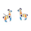 Brincos de Girafa Doce Fofo Cor Castanho Claro Feminino Colorido Desenho Animado Brincos Coreanos Presente de Natal
