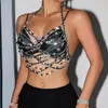 AYJ Europeu e Americano Amazon sexy vazado verão novo pedra preciosa corrente de metal camisola de biquíni