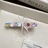 Pinza para el pelo de alta gama, lujo accesible, con pedrería rosa, clip para flequillo, pinza de pico de pato, exquisito lazo, pinza lateral, accesorios para el pelo para mujer