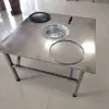 Mesa dobrável para churrasco em aço inoxidável, mesa quadrada, mesa redonda, mesa de churrasco portátil para acampamento e piquenique, mesa para churrasqueira a carvão ao ar livre