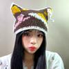 Diseñador Coreano de Nicho Lindo Infantil Gorro de Lana Tejido a Mano para Mujer Otoño e Invierno a Prueba de Frío y Cálido