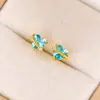 Pendientes de Plata de Ley S925 con Zirconia de Aguamarina en Forma de Corazón Planeta para Mujer, Frescos y Dulces, Nicho Transfronterizo, Pendientes de Alta Gama con Forma de Corazón