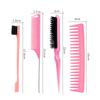 Peine de Estilismo Juego de Cuatro Piezas Peine para Rayar el Cabello de Cerdas de Cerdo Peine de Dientes Anchos Peine de Cola Puntiaguda Cepillo Doble para Cejas Herramientas de Peluquería