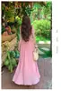 Vestido de Praia Rosa Estilo Francês com Saia Ampla, Vestido de Alça Estilo Ilha para Mulheres, Vestido Longo de Verão com Ajuste na Cintura para Férias na Beira-Mar