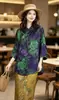 Nueva camisa de seda jacquard Xiangyunsha estilo chino para mujer con bordado pesado, top vintage de alta gama de lujo ligero para primavera y otoño