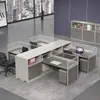 Escritorio de Oficina Moderno E0 con Gabinetes Laterales, Estación de Trabajo para 4 Personas, Escritorio de Computadora con Panel Divisor, Escritorio para Personal, Mobiliario de Oficina