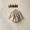 Ropa de Bebé Ropa de Primavera Niña Mangas de Capullo de Flor Vintage Cuadros Cuello en V Pequeño Ropa Exterior Bolsas Ropa de Escalada Triangular para Bebé Niña