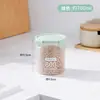 Tarro de plástico transparente sellado para cocina, caja para almacenar granos, redondo, para alimentos, leche en polvo, con tapa