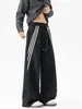 Pantalones deportivos de estilo americano, corte holgado, diseño curvo bordado, a rayas, pierna ancha, holgados para el verano, casuales, marca de moda para hombre