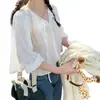 Blusa de algodão com cadarço, nova, de alta qualidade, feminina, de Dongdaemun, Coreia