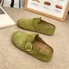 Mules femeninos sencillos retro estilo Birkenstock mate con bordado de fuegos artificiales, suela gruesa que aumenta la altura, casual, slip-on, punta cerrada, medias pantuflas