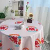 Mantel Rojo al Por Mayor de Fábrica con Palabras Felices Boda Boda Tela Roja Mesa de Comedor Mesa de Café Mantel Rectangular