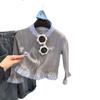 Camiseta Térmica Infantil 2026 Nuevo Estilo Cárdigan para Niñas Otoño e Invierno Suéter Estilo Coreano Encaje Lindo Moda Color Sólido Top
