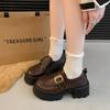 Zapatos Retro Versátiles Little Mary Jane de Cuero para Mujer Otoño 2025 Nuevo Tacón Grueso Suela Gruesa Mocasines Estilo Británico