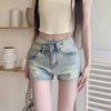 Verano Diseño Nicho Chica Hot Shorts de Mezclilla para Mujer 2025 Nuevo Cintura Alta Línea A Adelgazantes Pierna Ancha Pantalones Cortos