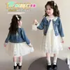 Conjunto de Vestido de Mezclilla para Niñas 2026 Nuevo Estilo Moda de Primavera para Niños Elegante Súper Lindo Vestido de Princesa para Bebé