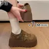 Sapatos Birkenstock Estilo Couro Integral com Solas Grossas para Aumento de Altura, Sapatos Plataforma para Mulheres Baixas, Sapatos Casuais para Combinar com Saias, Mocassins Casuais Femininos