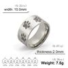Huellas de Gato Lindas Anillo Cerrado de Acero de Titanio de 10 mm de Ancho Venta Directa de Fábrica Anillo Retro de Acero Inoxidable Europeo y Americano para Hombres y Mujeres