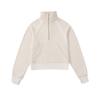 Moletom Feminino Melard Espesso com Forro de Fleece para Outono e Inverno, Manga Longa, Comprimento Curto, Gola Alta, Meia-Zipper, Blusa Esportiva