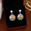 Pendientes de Flor de Goteo de Aceite Coloridos Estilo Jardín Monet Francés Estilo Mori Lujo Ligero Gama Alta Fresco Moda Temperamento Pendientes