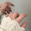 Anillo Nuevo de Plata 925 de Moda para Mujer, Simple y Versátil, Apilable, Anillo Abierto Ajustable, Anillo para Dedo Índice Estilo Ins de Celebridad de Internet