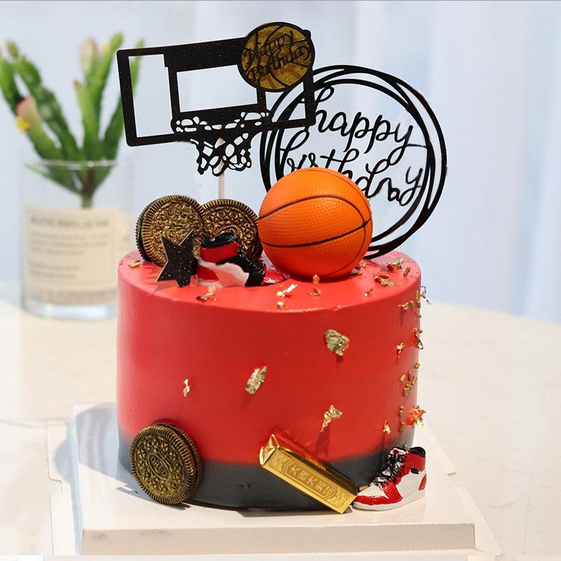 蛋糕装饰篮球鞋摆件迷你球鞋篮球男孩男神生日派对甜品台摆件