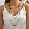 Cadena de suéter de cristal europeo y americano con trébol de cuatro hojas, collar largo multicapa que se mantiene, cadena de suéter, moda femenina de otoño e invierno que combina con todo