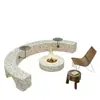 Asiento para macizo de flores de terrazo semicircular, banco de espera de forma irregular para patios de centros comerciales, asiento cuadrado para rodear árboles verdes, personalizable
