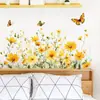 Plantas Transfronterizas de Amazon, Flores, Mariposas, Decoración de Pared de Fondo para Hogar, Dormitorio, Sala de Estar, Adhesivos de Pared Autoadhesivos Removibles