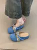 Meias Pantufas de Solado Grosso com Biqueira Pequena 2025 Novo Estilo Francês Estilo Gentil e Fofo Elevação Interna do Dedo Grande Sapatos Birkenstock