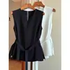 Chaleco Blazer Ceñidor de Cintura para Mujer, Prenda Exterior Fina de Alta Gama Estilo Chanel sin Mangas para Superponer