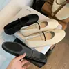 Versión de Piel de Vaca de los Nuevos Zapatos Planos Bajos de Estilo Coreano de Otoño con Punta Redonda y una Sola Correa Mary Jane de Piel Genuina para Mujer