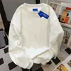 Moletom Básico Simples Cor Lisa Gola Redonda Estilo Coreano para Mulheres Outono e Inverno 2025 Solto Casual Versátil Moda Par Tops