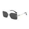 Gafas de sol cuadradas sin montura de estilo europeo y americano de moda para mujer, Moda de lujo de alta gama, Versátiles, Populares gafas de sol de estilo urbano con protección solar