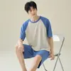 Pijama de Seda de Gelo para Homens, Shorts de Manga Curta para Verão, Novo Estilo 2026, Pode Ser Usado Fora de Casa, Pulôver, Roupa de Casa Esportiva Simples, Estilo Fino